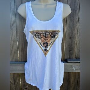 GUESS White Graphic Tank Top - Size M